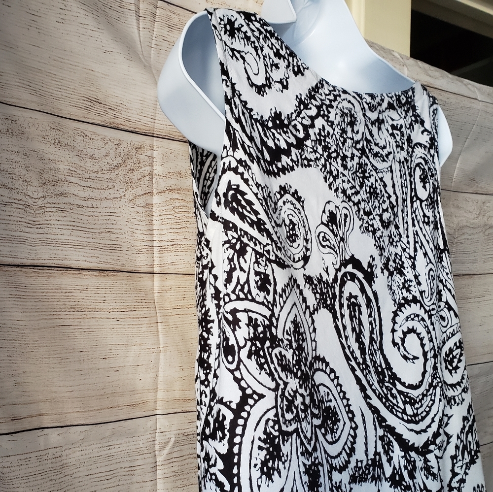 ✅SOLD✅ SOFT SURROUNDINGS Summer Dress Womens Size M White & Black Paisley - Picture 8 of 9